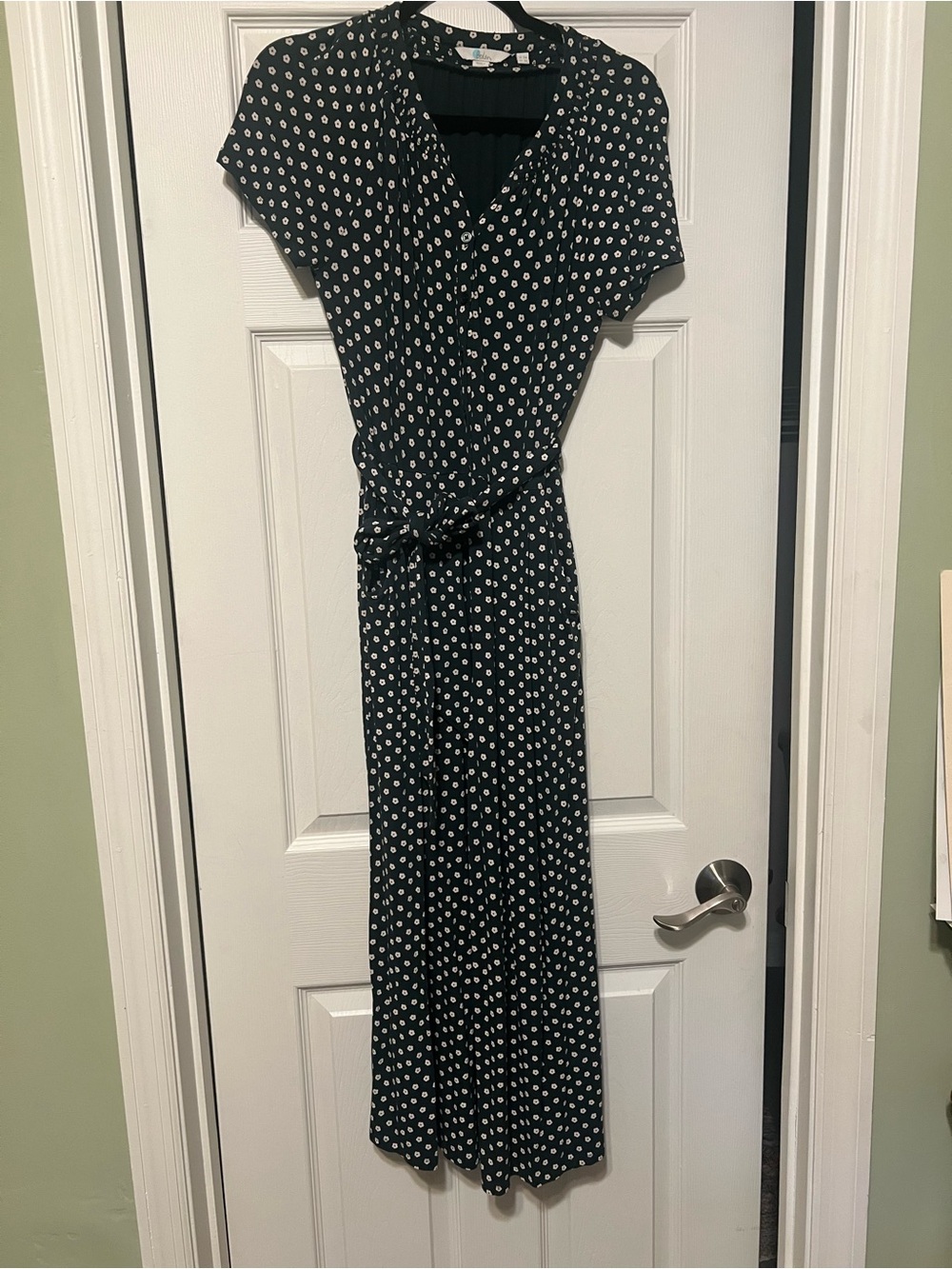 Boden Navy Belted Jumpsuit with White Floral print